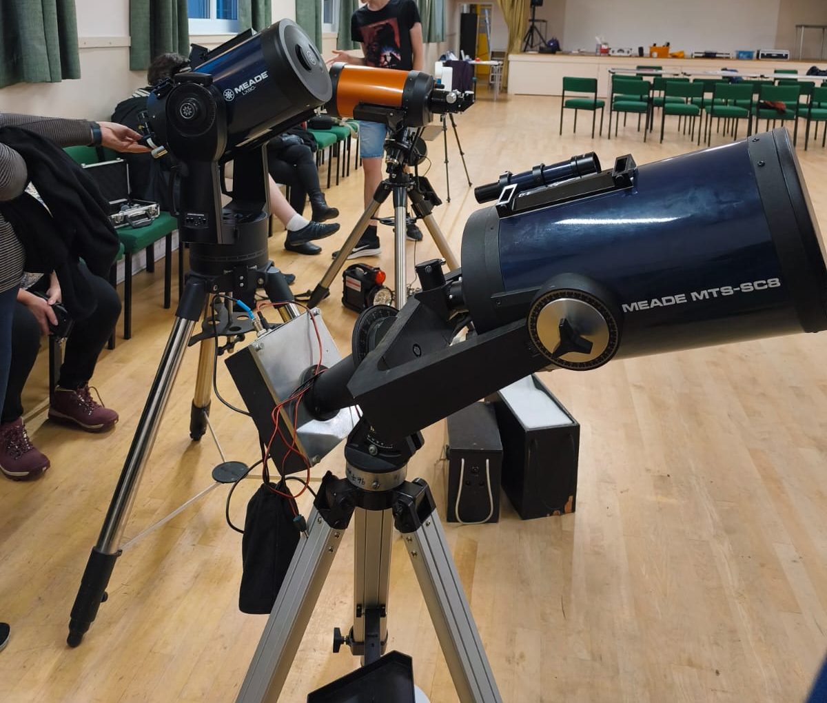 telescopes on display